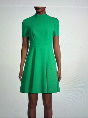 Black Halo Mayra Short Sleeve Green Fit-and-Flare Dress, Size 6